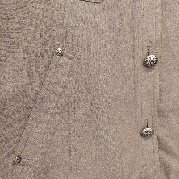 EVR Shirt Jacket Womens Army Green 100% Raw Silk Pockets Polyester Lined sz S/P - Picture 5 of 10